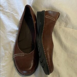 Clarks | Brown | Leather | Bendable | Ballerina Flats | Slight Wedge | Size 9.5